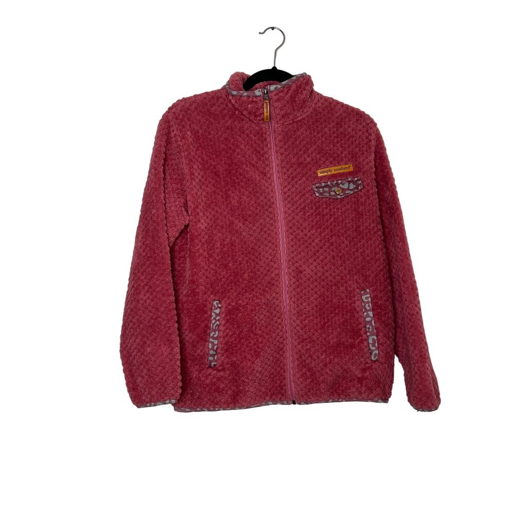 Simply Southern Womens Pink Super Soft Front Zip Jacket Long Sleeve Size